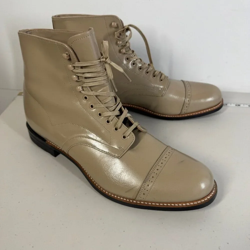Stacy Adams Leather Upper Cap Toe Lace Up Boots Size 10 D Dress Shoes Formal
